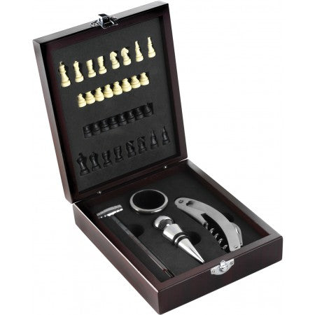 Wine set with chess-game, brown