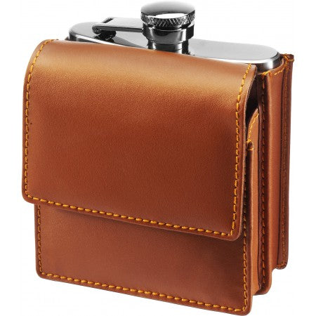Stainless steel hip flask (175ml), brown