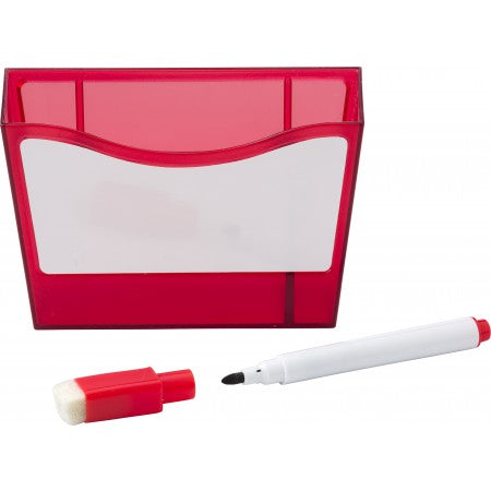 Plastic container, with two magnets, and erasable marker., red