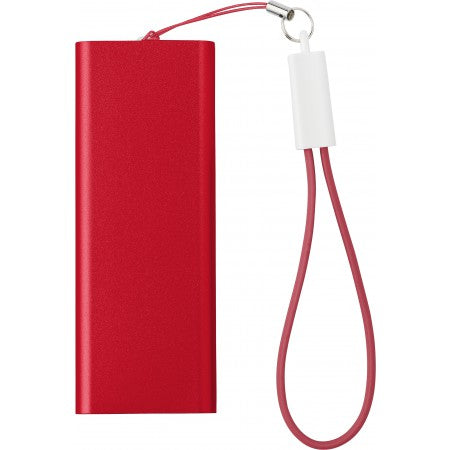 Aluminium power bank with Li-polymer 2000mAh, red