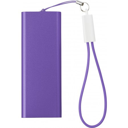 Aluminium power bank with Li-polymer 2000mAh, purple