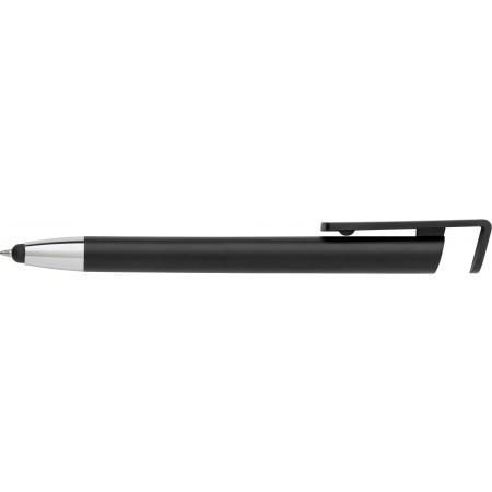 ABS ballpen with phone holder and rubber tip, black - BRANIO