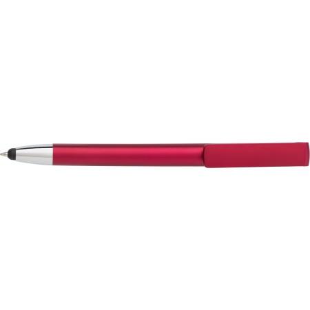 ABS ballpen with phone holder and rubber tip, red - BRANIO