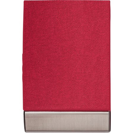 Vertical, curved business card holder, red