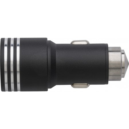 Car power adapter with smash-and-grab raider, black