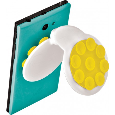 Plastic mobile phone holder with suction cups, yellow