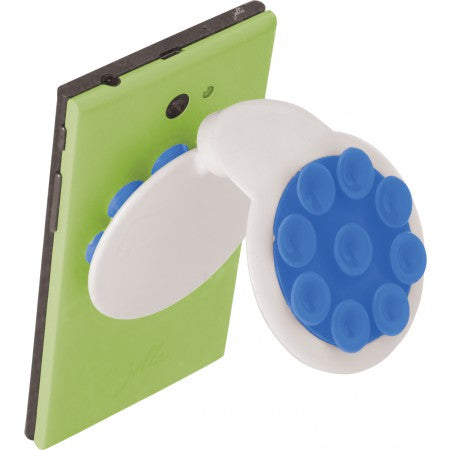 Plastic mobile phone holder with suction cups, cobalt blue