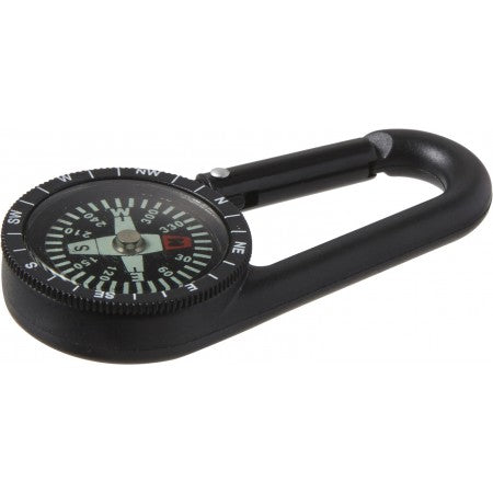 Plastic compass with plastic carabineer, black