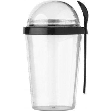 Breakfast mug with separate compartment on the top, black