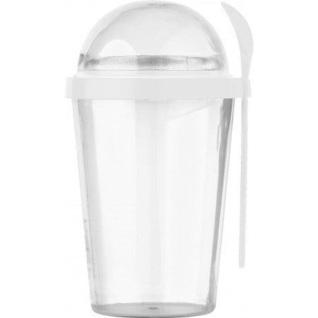 Breakfast mug with separate compartment on the top, white