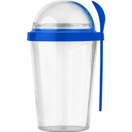 Breakfast mug with separate compartment on the top, cobalt blue