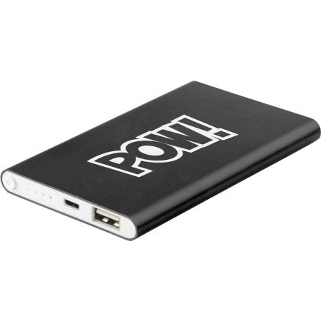 Aluminium power bank, 4.000 mAh, black