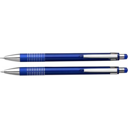 Aluminium and plastic ballpen and pencil, cobalt blue