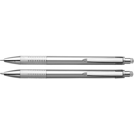 Aluminium and plastic ballpen and pencil, silver