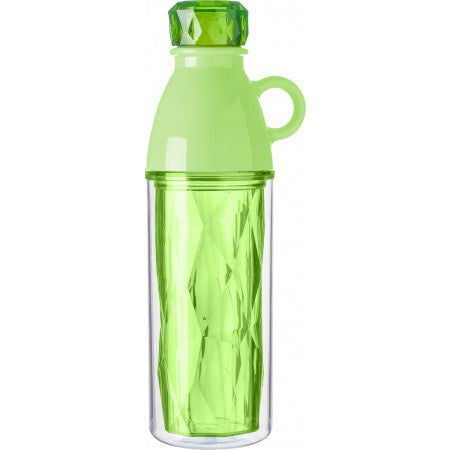 Plastic geometric style double walled bottle, lime