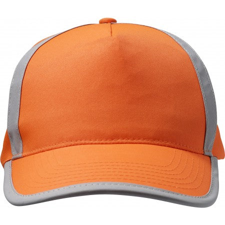 Cap with five panels with reflective lines, fluor orange