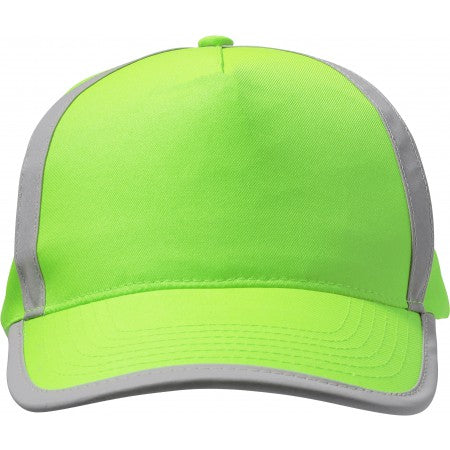 Cap with five panels with reflective lines, fluor green