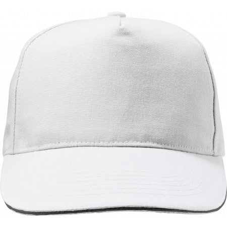Polycanvas (600D) five panel sandwich cap, white