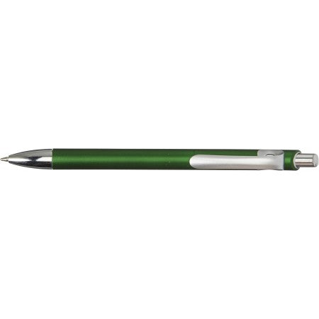 Plastic ballpen with metallic look, green