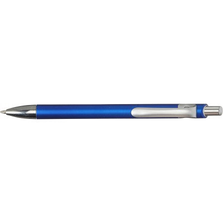 Plastic ballpen with metallic look, blue