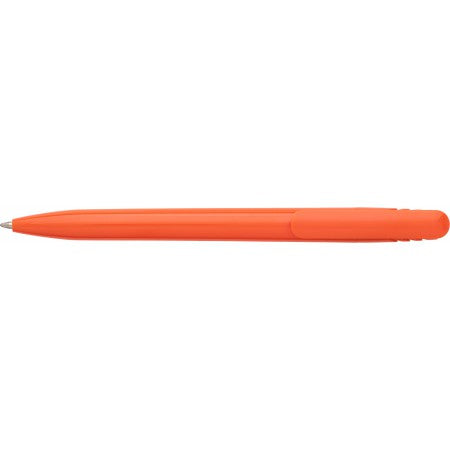 Plastic solid coloured shiny ballpen, orange
