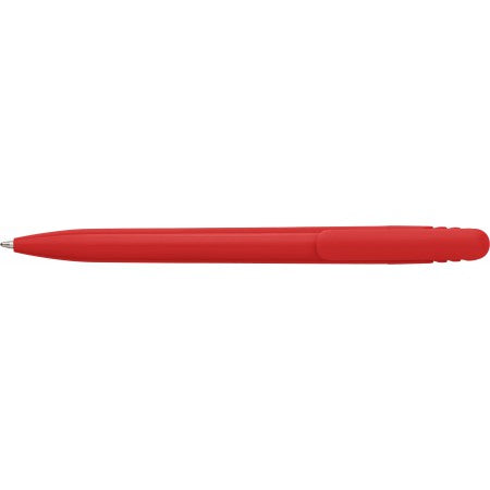 Plastic solid coloured shiny ballpen, red