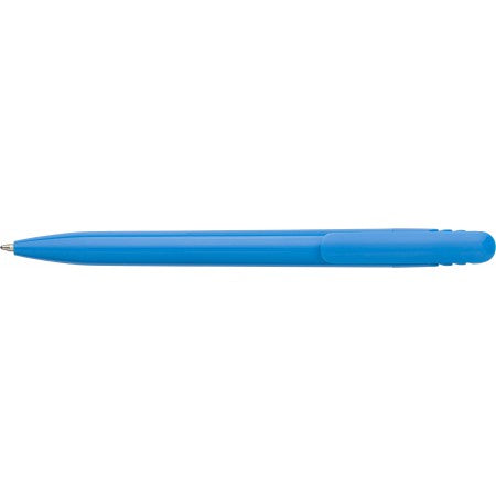 Plastic solid coloured shiny ballpen, light blue