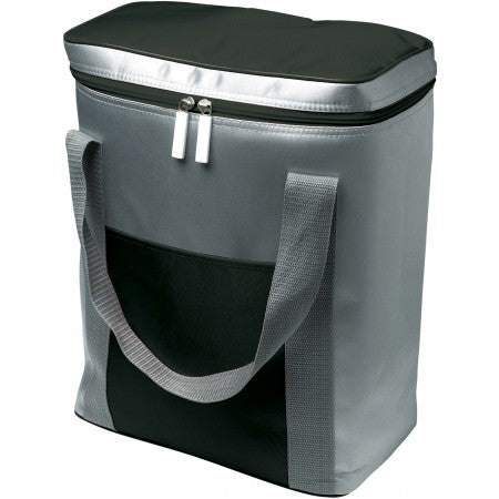 Polyester (420D) cooler bag for six bottles, black/silver
