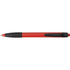 Plastic ballpen with a black clip and rubber grip, red
