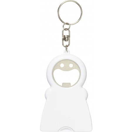 Plastic bottle opener in the shape of a funny face, white