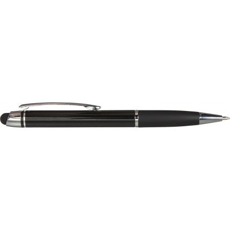Shiny ballpen with matching coloured rubber grip, black
