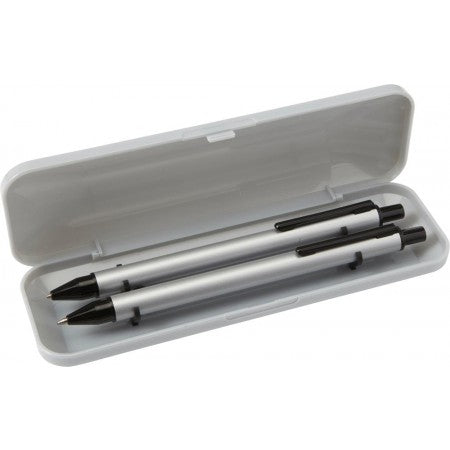 Writing set in presentation box, silver