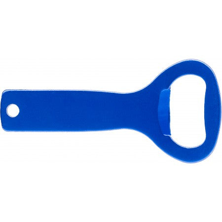 Aluminium bottle opener in a classic shape, cobalt blue