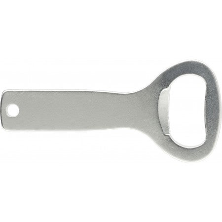 Aluminium bottle opener in a classic shape, silver