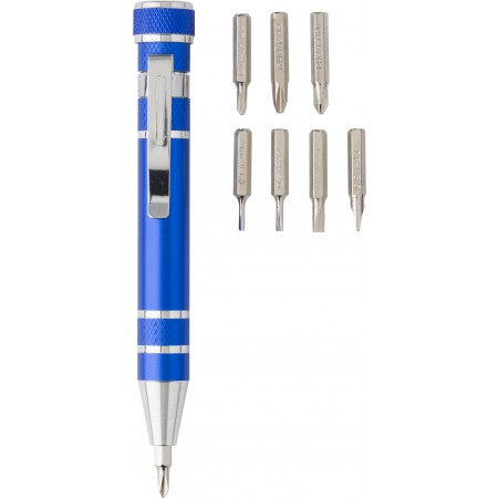 Set of torch and screwdriver in gift box, cobalt blue