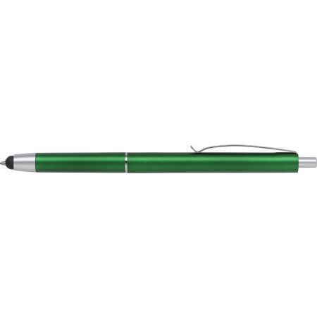 Plastic ballpen with rubber tip, green