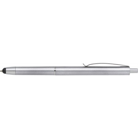 Plastic ballpen with rubber tip, silver