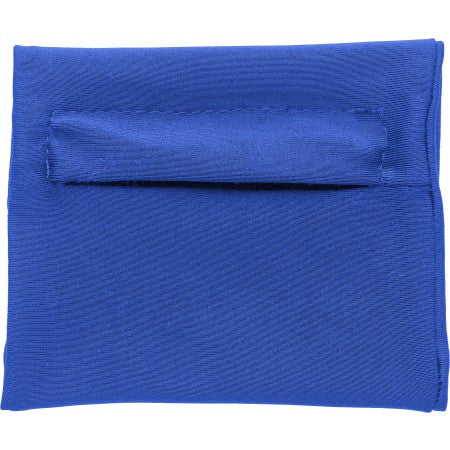 Stretchable polyester wrist wallet, cobalt blue