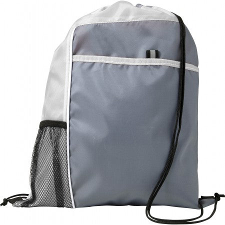 Polyester (210D) drawstring backpack, white