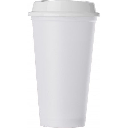 PP mug with lid, white