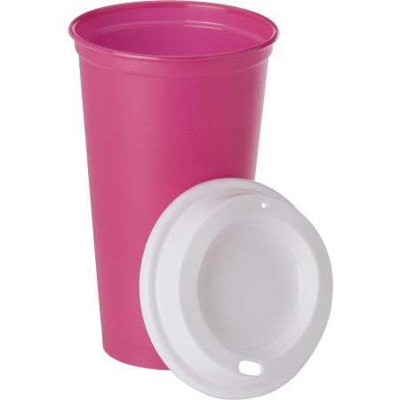 PP mug with lid, pink