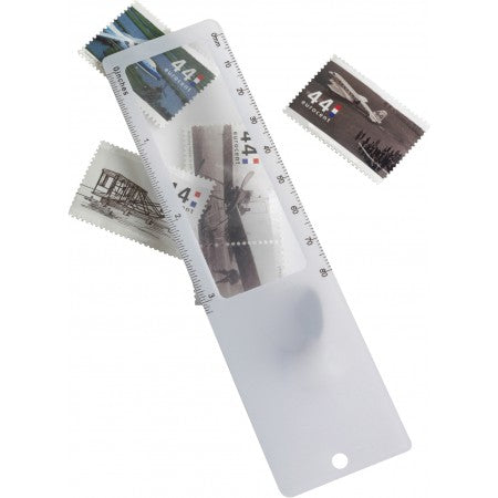 Plastic ruler with magnifier, white