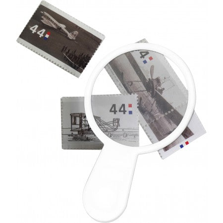 Thin plastic magnifying glass, white