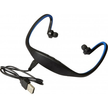 Plastic earphones, cobalt blue