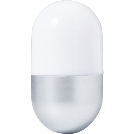 Plastic self-righting desk light, silver