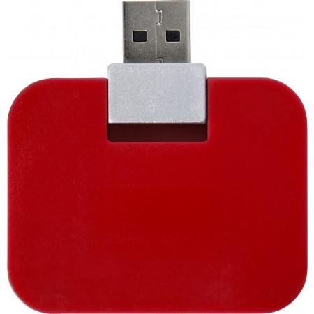 ABS USB hub with 4 ports., red - BRANIO