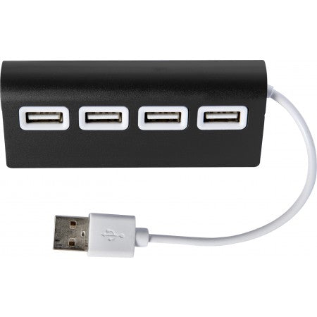 Aluminium USB hub with 4 ports., black