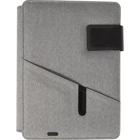 Polyester document folder (A5) with integrated 4000mAh power bank., grey