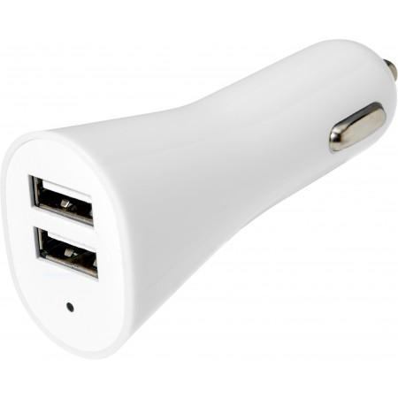 ABS Car charger with 2 USB ports., white - BRANIO