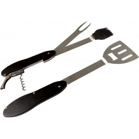 Multifunctional stainless steel BBQ tool., black